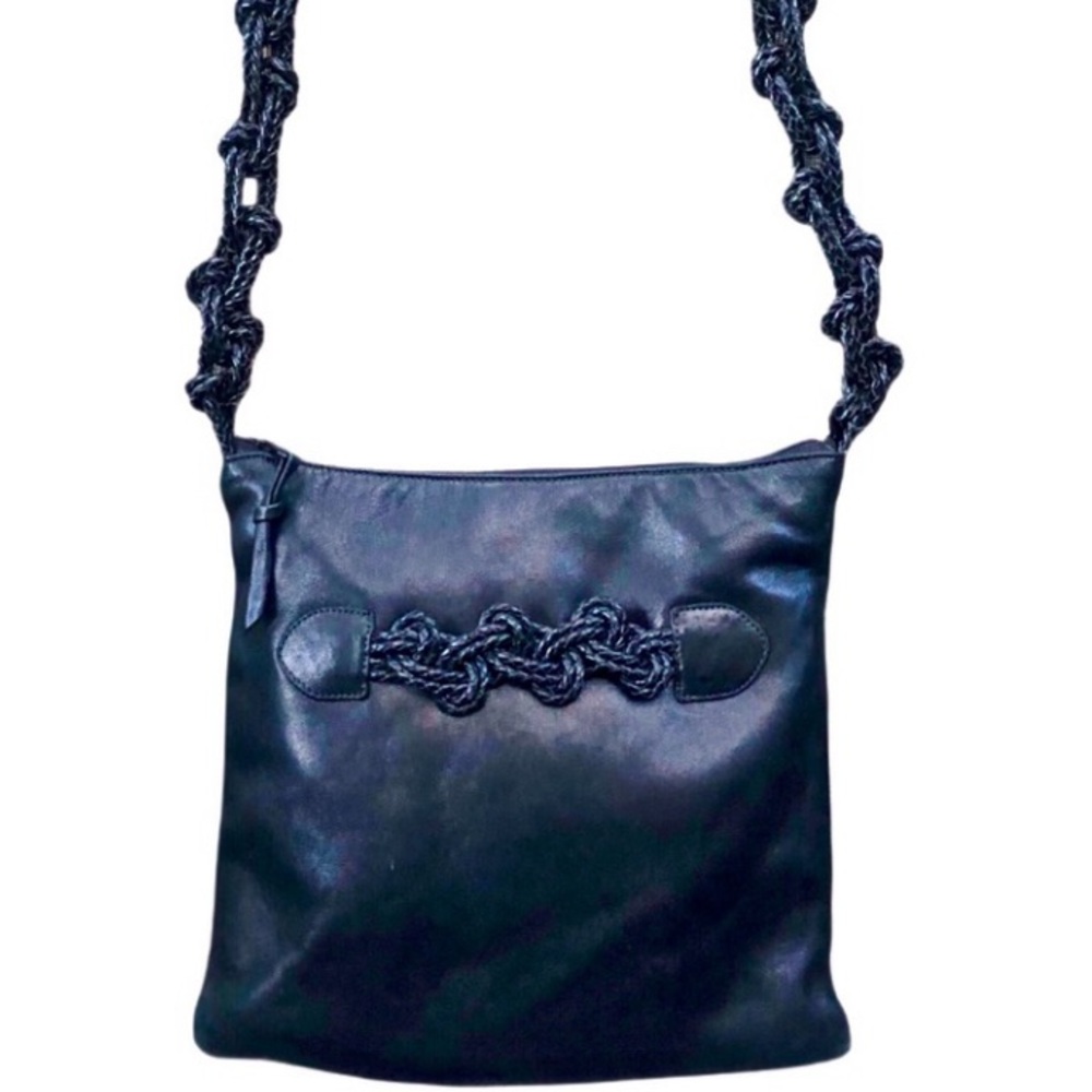 Sondra Roberts Black Leather Crossbody Bag
